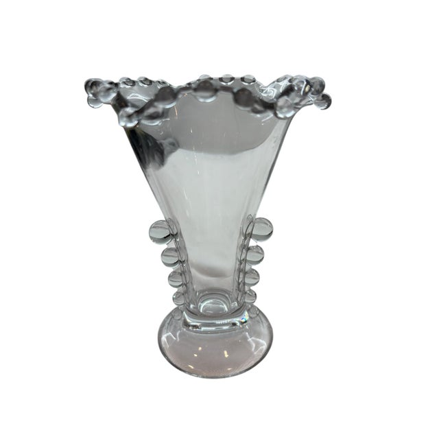 Glass Imperial Glass Candlewick Crimped Flower Vase For Sale - Image 7 of 15