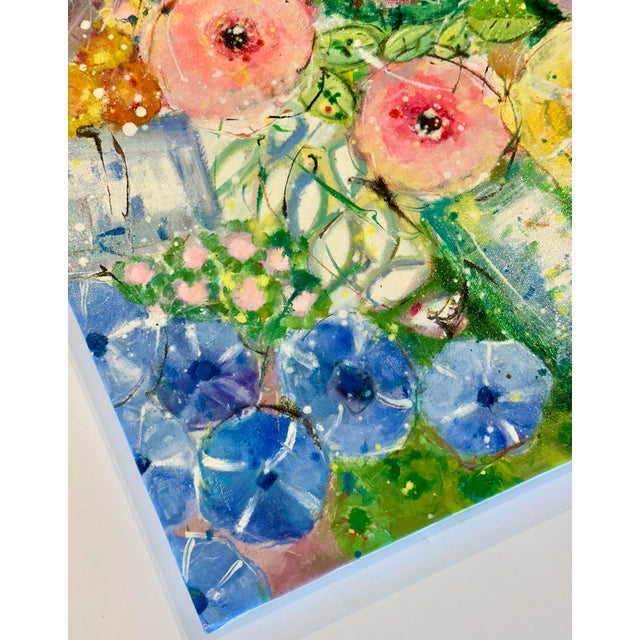 Original oil on stretched canvas, measuring 20" x 24”. Signed by artist Youn Cho, circa 2024. Cho combines elements of...