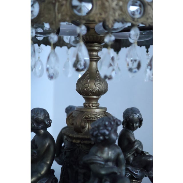 Vintage Hollywood Regency Multi-Tier Crystal Waterfall Chandelier Table Lamp For Sale - Image 9 of 12