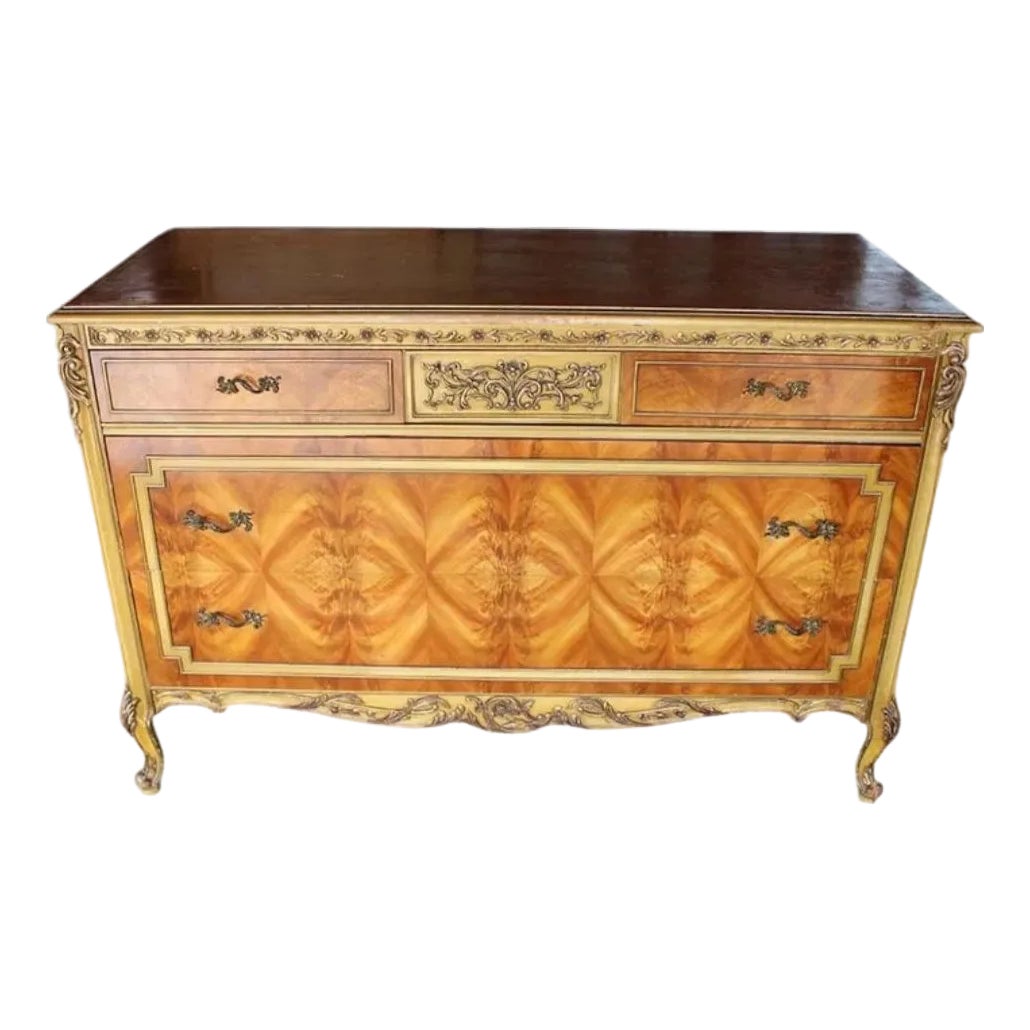 vintage long dresser SOLD- Antique French Provincial Dresser Long Dresser Only