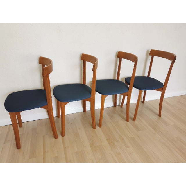 Vintage Italian Dining Chairs with Blue Fabric Seats from Calligaris, 1990s, Set of 4 For Sale - Image 13 of 18