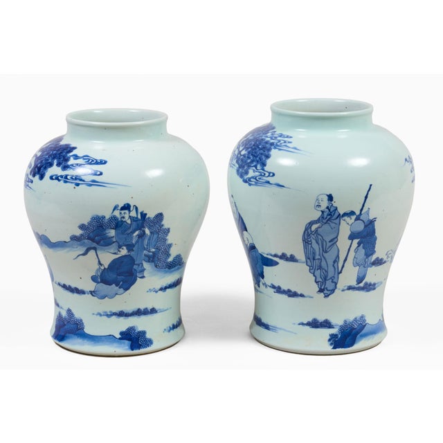 Chinese Chinese Near Pair 19th Century Blue and White Vases For Sale - Image 3 of 9