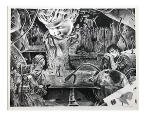 1970s Large Fantasy Figural Lithograph