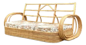 Vintage Coastal Bent Rattan Circle Sofa