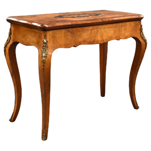 19th Century English Victorian Burl Walnut and Marquetry Inlaid Card Table, 1860s