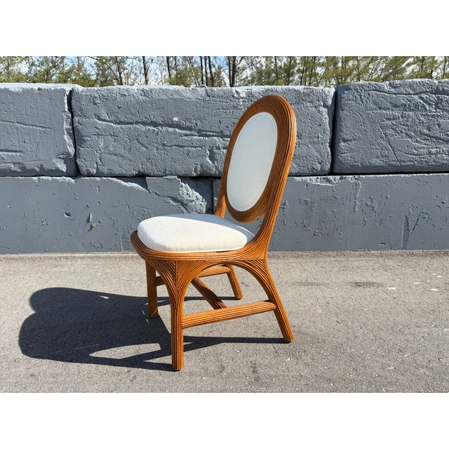 Set of Six Off-White Pencil Reed Dining Chairs, 1980s Gabriella Crespi Style For Sale - Image 9 of 17