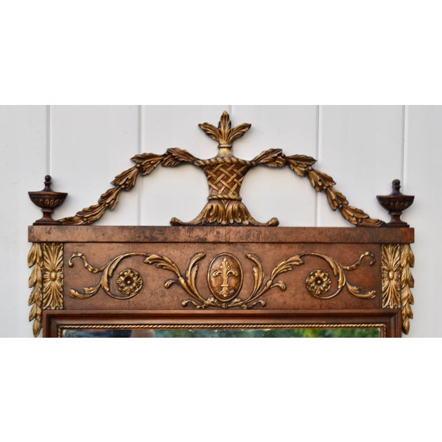 1920s Antique Louis XVI Style Walnut Pier Wall Mirror Neoclassical Gilt Urn Crest For Sale - Image 5 of 18