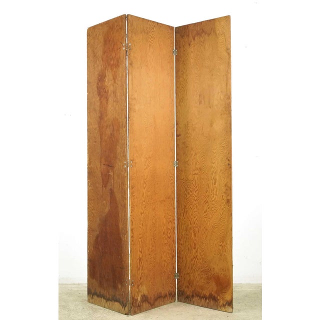 Wood Vintage Decoupage Wood Room Divider Screen For Sale - Image 7 of 8
