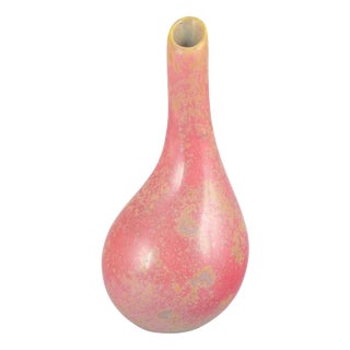 Drop-Shaped Vase with Pink and Yellow Marbled Glaze by Hans Hedberg for Biot, 1980s For Sale