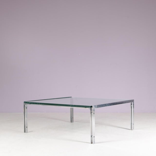 Coffee Table with Chrome Frame and Glass Top by Hank Kwint for Metaform, Netherlands, 1960s For Sale - Image 6 of 14