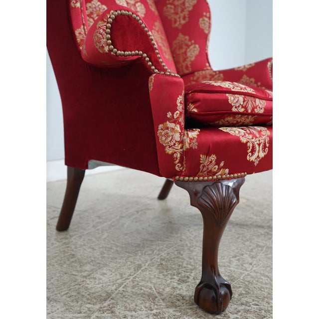 Pair Kindel Winterthur Mahogany Wing Chairs For Sale - Image 9 of 18