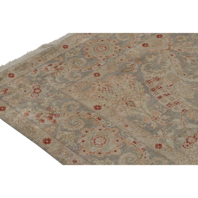 Rug & Kilim’s Classic Style Rug With Gray, Pink and Green Floral Pattern For Sale In New York - Image 6 of 7