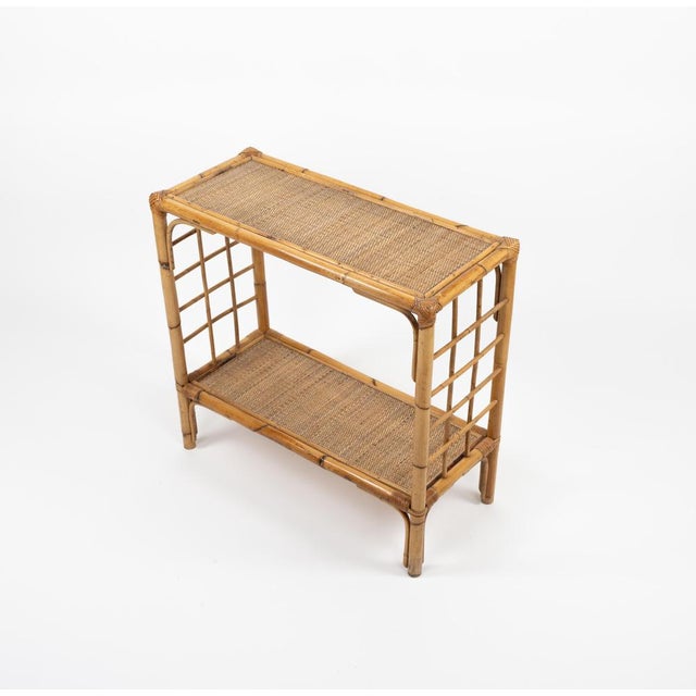 Mid-Century Rattan and Bamboo Console Table, Italy, 1970s For Sale - Image 9 of 17