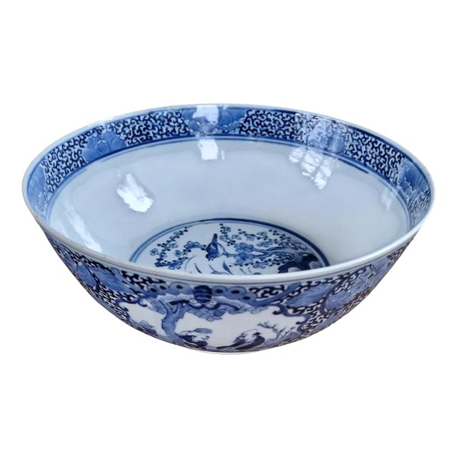 Antique Qing Chinese Blue and White Underglaze Porcelain Bowl, 1870 For Sale