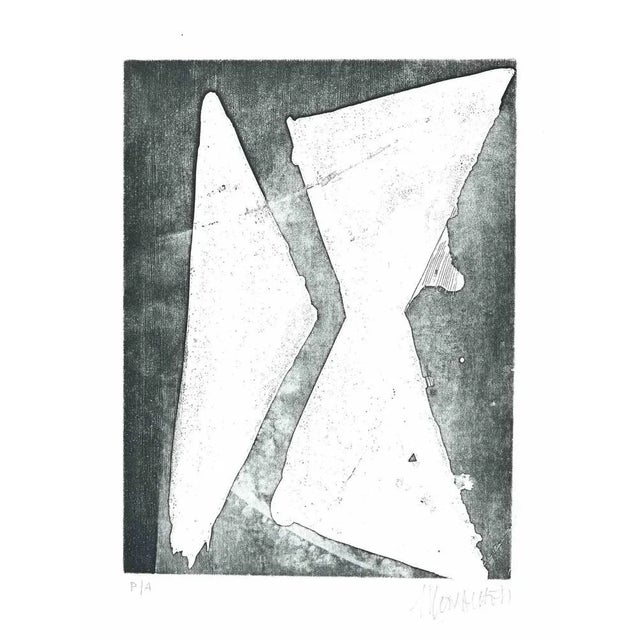 Hourglass is an original etching artwork on paper realized by Sante Monachesi. Hand-signed on the lower right by pencil....