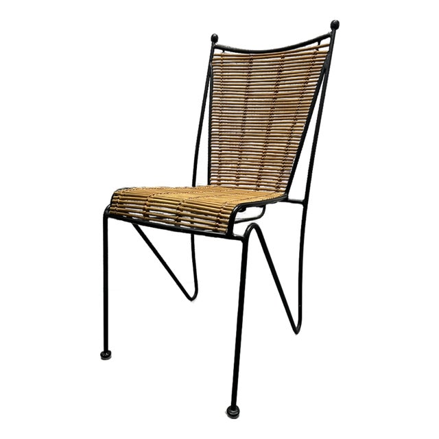 Iron and Cane Chair Attributed to Pipsan Saarinen Swanson for Ficks Reed For Sale