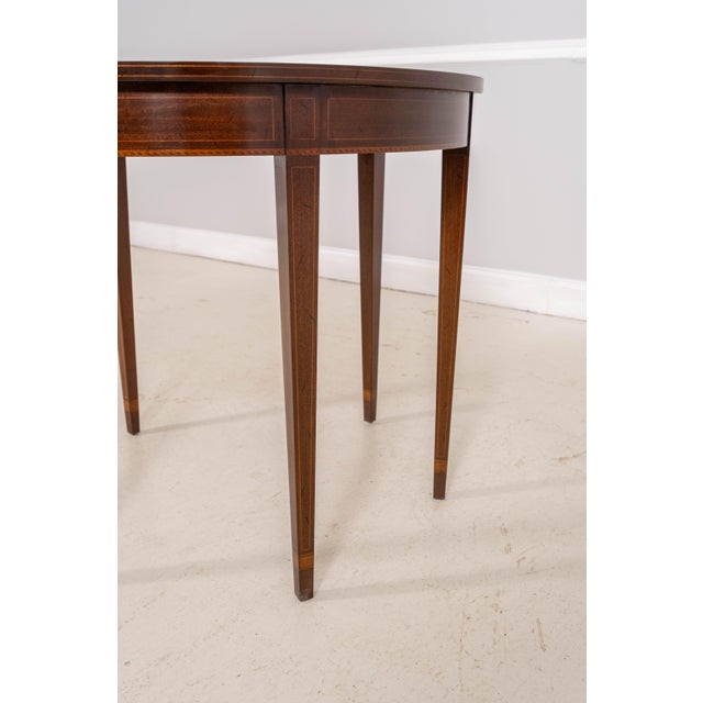 Kittinger Mahogany Gate Leg Demilune Inlaid Game Table For Sale - Image 11 of 13