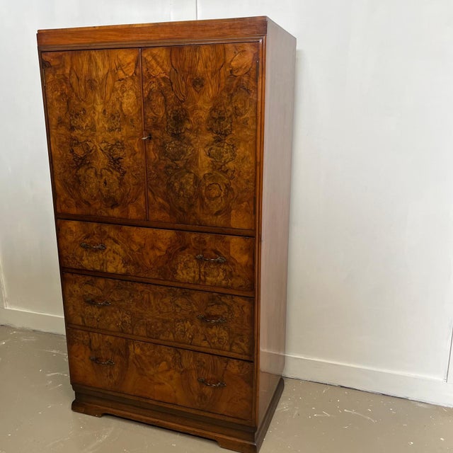 Art Deco Burr Walnut Tallboy Chest of Drawers, 1930s For Sale - Image 13 of 13