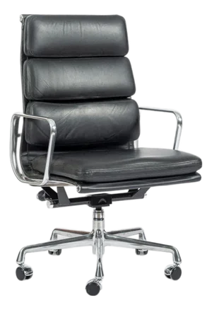 Eames for Herman Miller Tall Black Leather Desk Chair Soft Pad