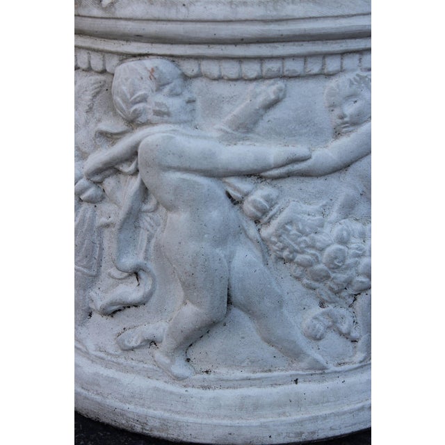 Classical Style Cherub Relief Cast Stone Garden Planter For Sale - Image 10 of 16