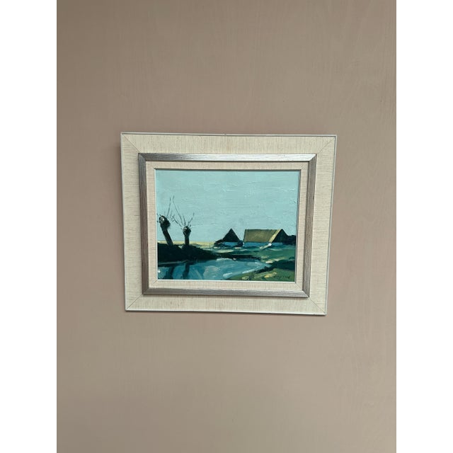 Bengt Hillgrund, Farm by the Lake, 1950s, Oil Painting on Canvas, Framed For Sale - Image 9 of 18