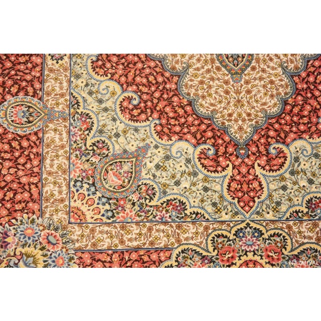 Nazmiyal Collection Scatter Size Floral Vintage Persian Silk Qum Rug For Sale - Image 4 of 7
