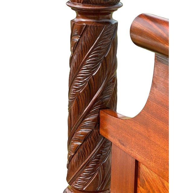 Early 19th Century Early American Antique Federal Period Mahogany Acanthus & Pomegranate Carved Bed For Sale - Image 5 of 10