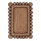 5'x7' Black Trim Jute Scallop Braided Handmade Rug For Sale