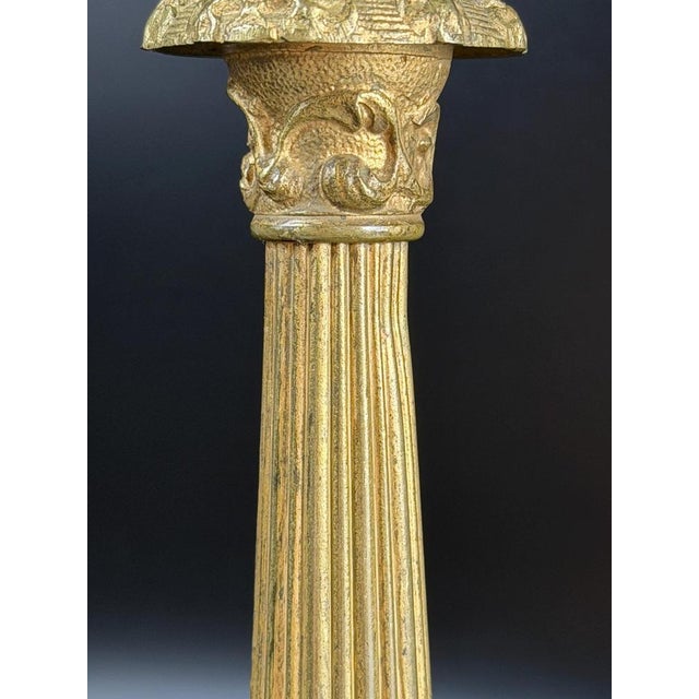 Gold French Louis XV Revival Gilt Bronze Candlesticks, 1800s, Set of 2 For Sale - Image 8 of 15