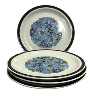Midcentury Designers Collection Blue Shasta Stoneware Dinner Plates S/4