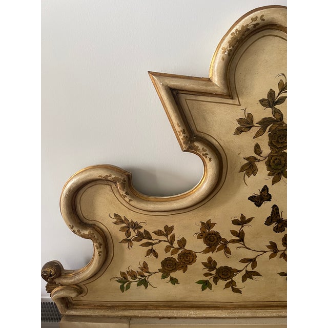 Wood 1950s Vintage Hand Painted Wood Italian King or Queen Size Headboard For Sale - Image 7 of 18