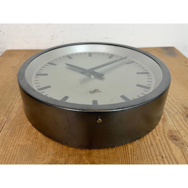Gray Vintage Industrial Factory Wall Clock from Elfema, 1960s For Sale - Image 8 of 17
