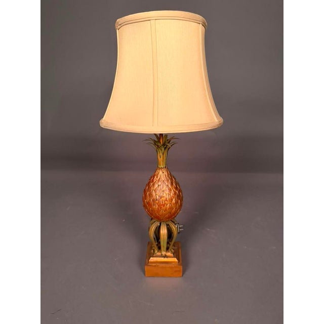 Early 20th Century French Pineapple Motif Table Lamp in Wood, Brass & Steel, Circa 1920 For Sale - Image 11 of 11