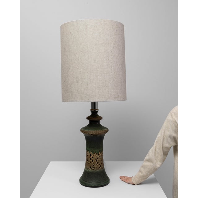 Mid 20th Century 1960s German Green Ceramic Table Lamp For Sale - Image 5 of 18