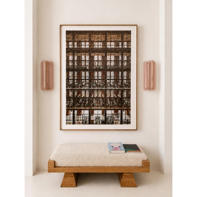 Italian Brass Wall Sconces with Pink Murano Glass Panels, Set of 2 For Sale - Image 10 of 11
