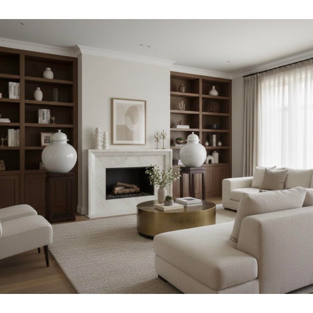 Ceramic Pair of Large White Glaze Ginger Jars For Sale - Image 7 of 7