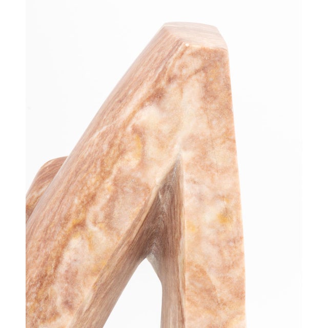 Postmodern Modernist Vintage Abstract Pink Marble Sculpture For Sale - Image 3 of 10