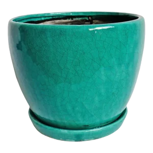Vintage Turquoise Crackle Ceramic Pot