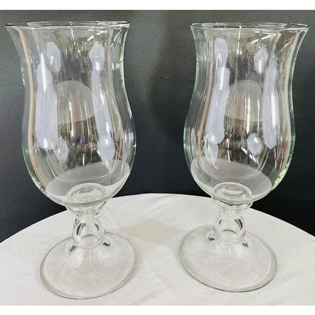 Modern Modern Clear Glass Candleholder or Vase, a Pair For Sale - Image 3 of 10