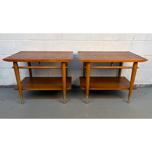 Mid-Century Modern Mid 20th Century Lane Alta Vista Walnut and Brass End Tables For Sale - Image 3 of 14
