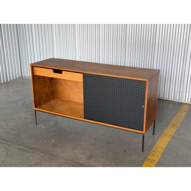Winchendon Furniture “Planner Group” 1950s Paul McCobb Planner Group - Model 1514 Iron Base Credenza - Black Sliding Doors For Sale - Image 4 of 12