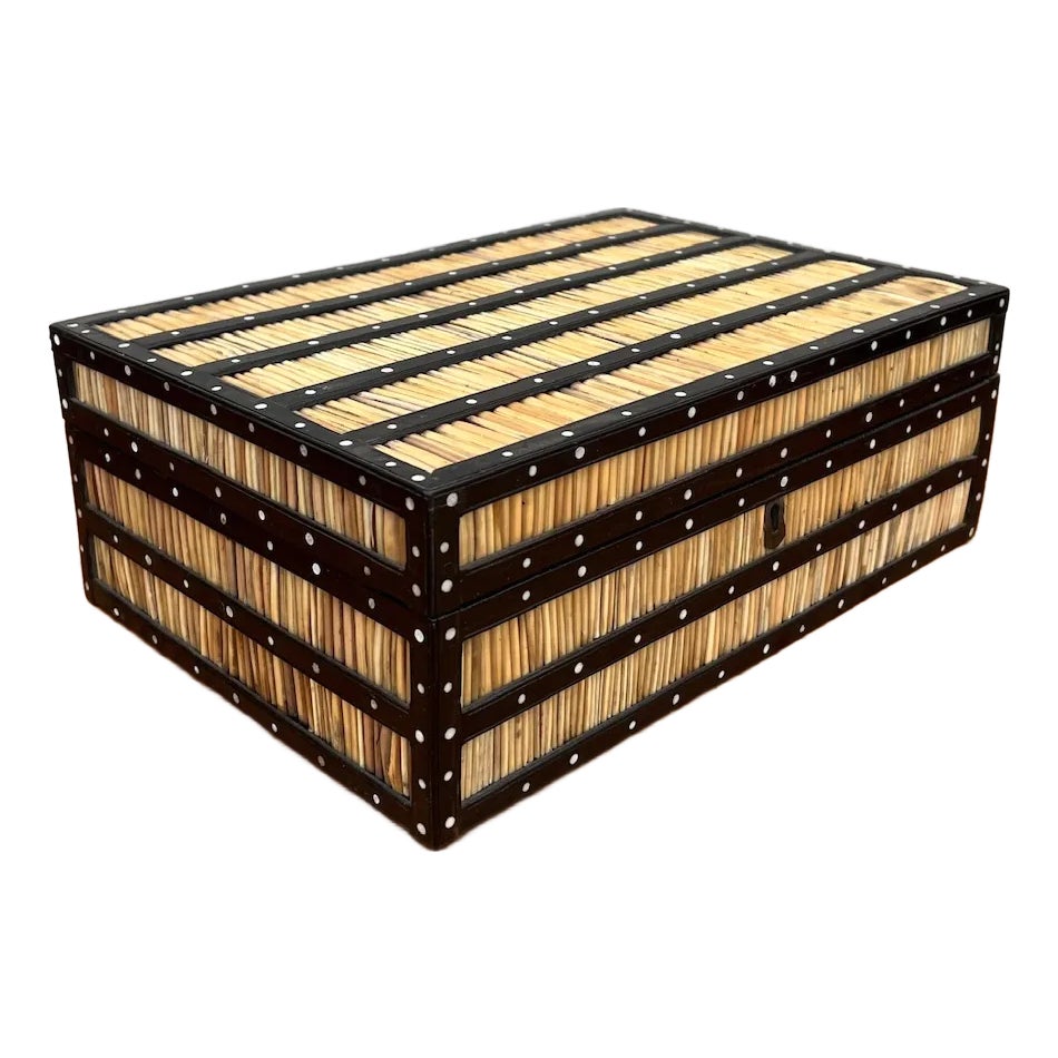 Large Antique Anglo Indian Porcupine Quill Box | Chairish
