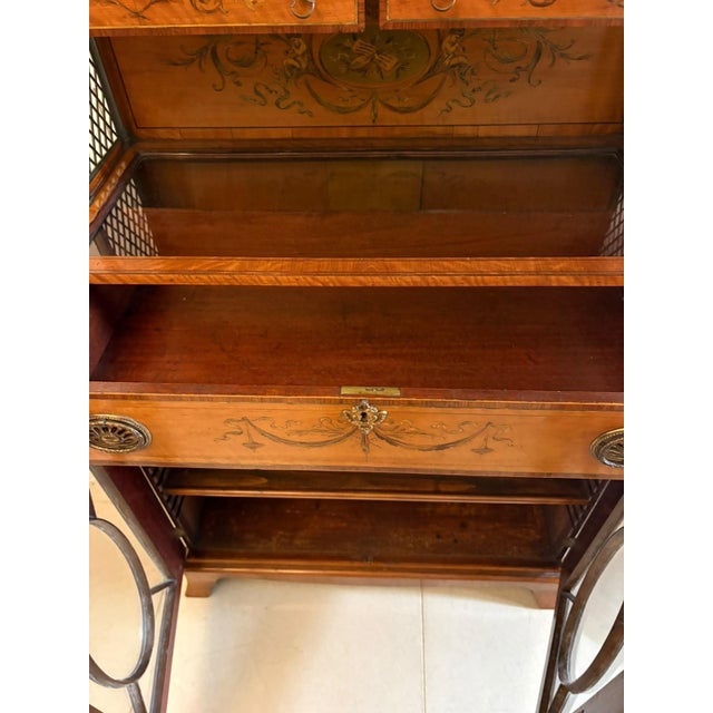 Antique Georgian Sheraton Satinwood Marquetry Inlaid Display Cabinet, 1800 For Sale - Image 14 of 18