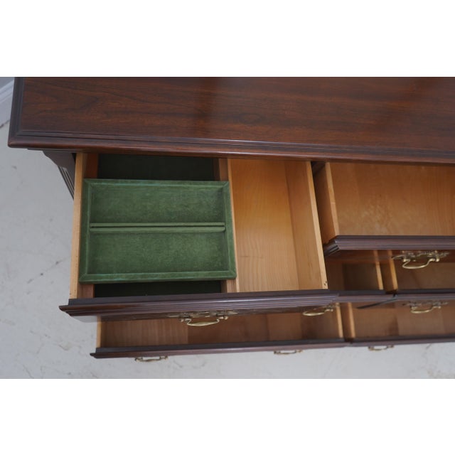 1980s Vintage Cherry 7 Drawer Dresser W. Attached Mirror For Sale - Image 5 of 17
