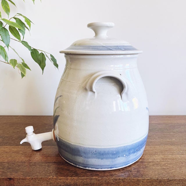 Vintage Ceramic Water Crock Dispenser For Sale - Image 4 of 7