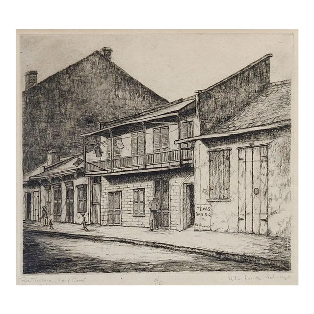 1942 Willie Reed New Orleans Rue Toulouse Etching For Sale