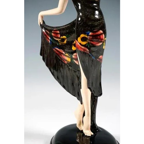 1920s Art Deco Spanish Figure with Shawl by Josef Lorenzl for Goldscheider, Vienna, 1929 For Sale - Image 5 of 7