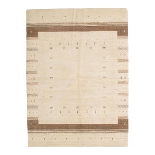 1980s Hand-Knotted Gabbeh Rug With Minimalist Geometric Design 4'9" X 6'7" For Sale