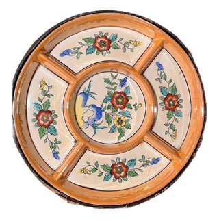 Vintage Takito TT Japan Porcelain Divided Serving Tray Lacquer Box 10.5" For Sale