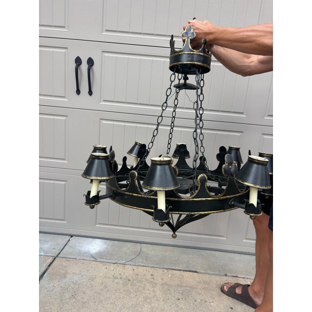 Niermann Weeks Regency Style Tole Chandelier For Sale - Image 10 of 11